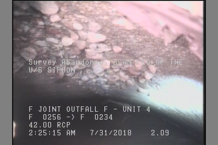 Survey Abandoned - DOWN LEG OF THE U/S SIPHON