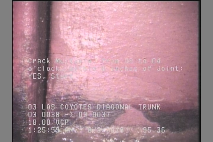 Crack Multiple, from 08 to 04 o'clock, within 8 inches of joint: YES, Start