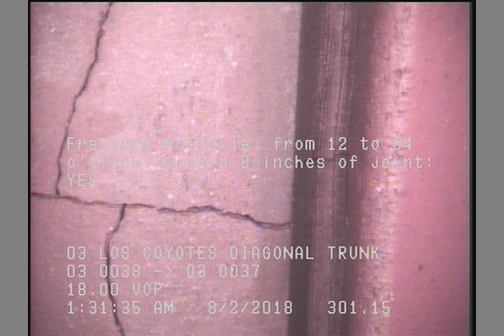 Fracture Multiple, from 12 to 04 o'clock, within 8 inches of joint: YES