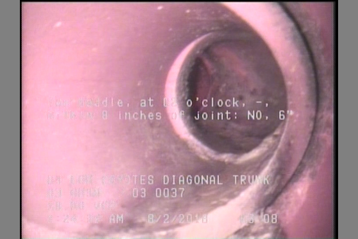 Tap Saddle, at 02 o'clock, -, within 8 inches of joint: NO, 6"