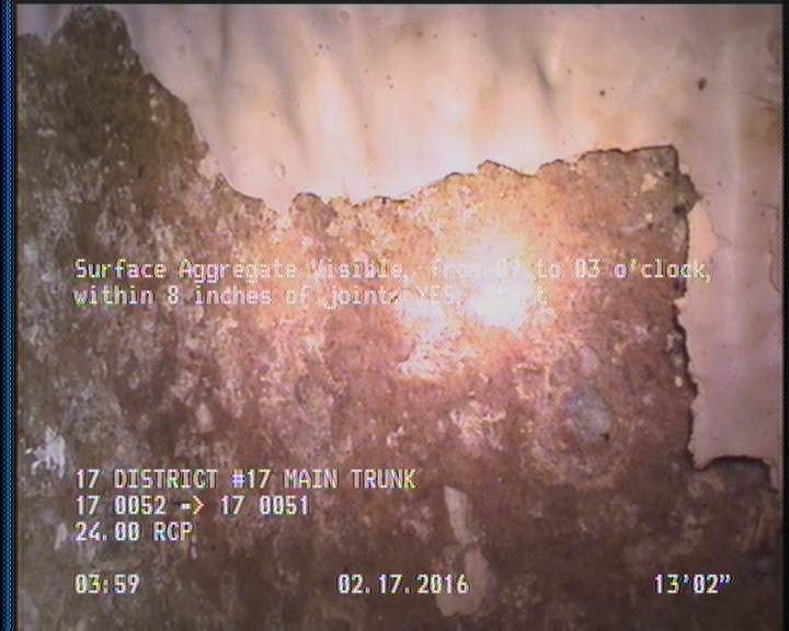 Surface Aggregate Visible, from 09 to 03 o'clock, within 8 inches of joint: YES, Start
