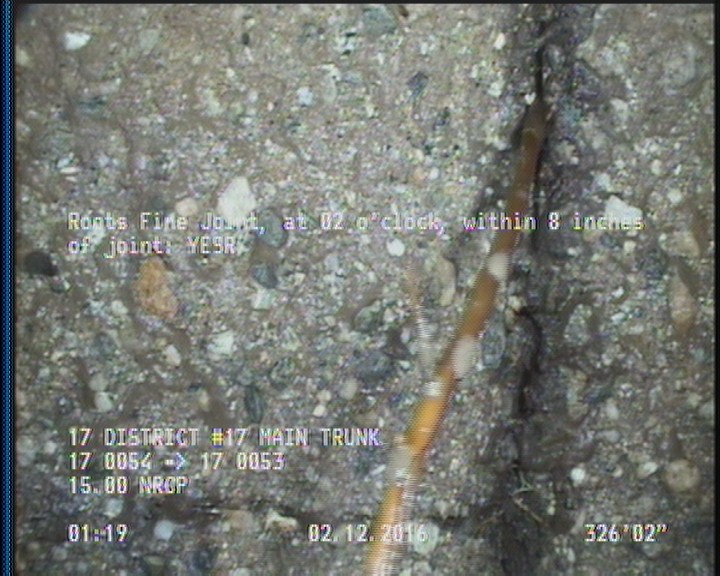 Roots Fine Joint, at 02 o'clock, within 8 inches of joint: YESR