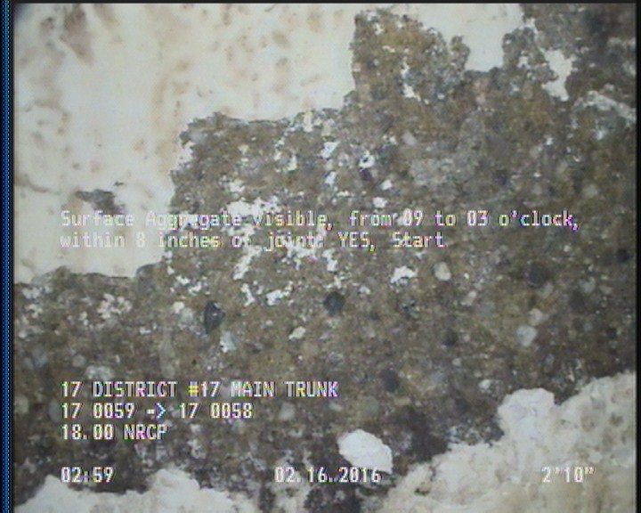 Surface Aggregate Visible, from 09 to 03 o'clock, within 8 inches of joint: YES, Start