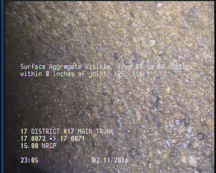 Surface Aggregate Visible, from 08 to 04 o'clock, within 8 inches of joint: YES, Start