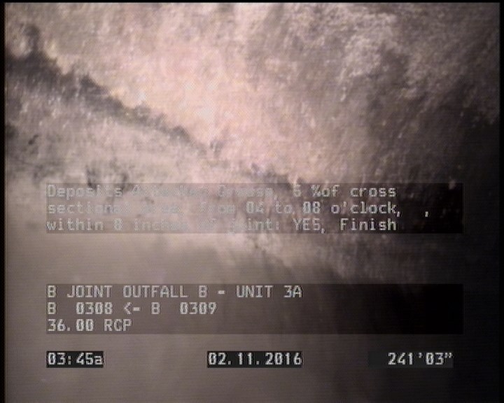 Deposits Attached Grease, 5 %of cross sectional area, from 04 to 08 o'clock, , within 8 inches of joint: YES, Finish