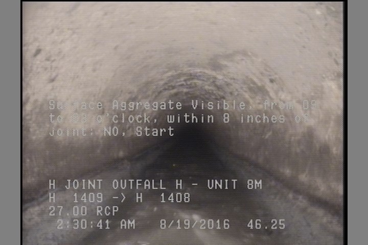 Surface Aggregate Visible, from 09 to 03 o'clock, within 8 inches of joint: NO, Start