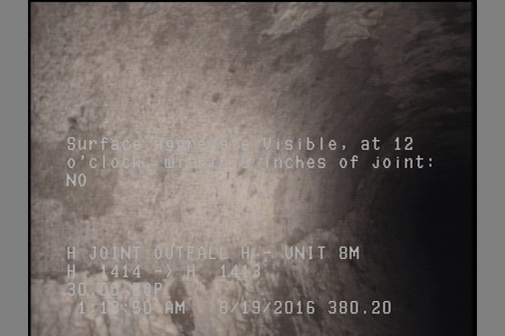 Surface Aggregate Visible, at 12 o'clock, within 8 inches of joint: NO