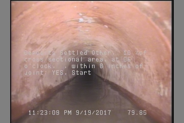 Deposits Settled Other, 10 %of cross sectional area, at 06 o'clock, , within 8 inches of joint: YES, Start