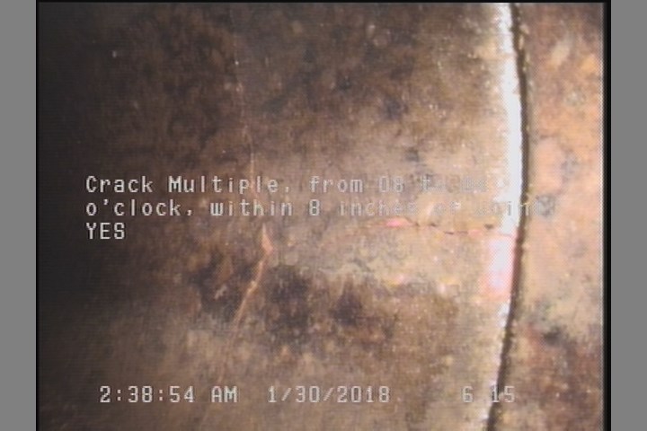 Crack Multiple, from 08 to 04 o'clock, within 8 inches of joint: YES