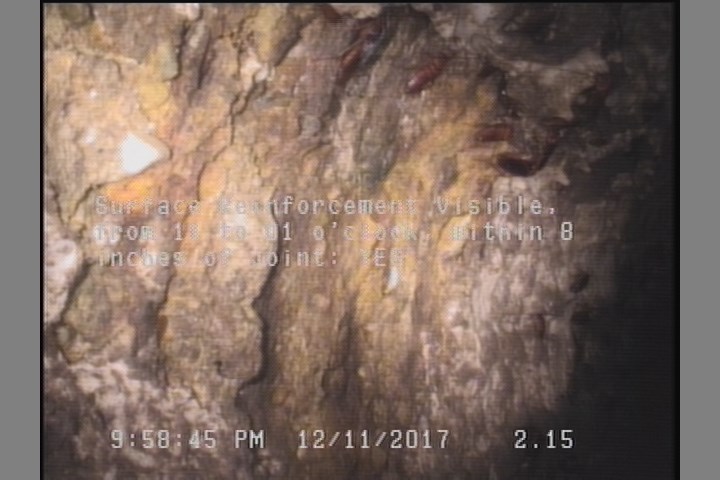 Surface Reinforcement Visible, from 11 to 01 o'clock, within 8 inches of joint: YES