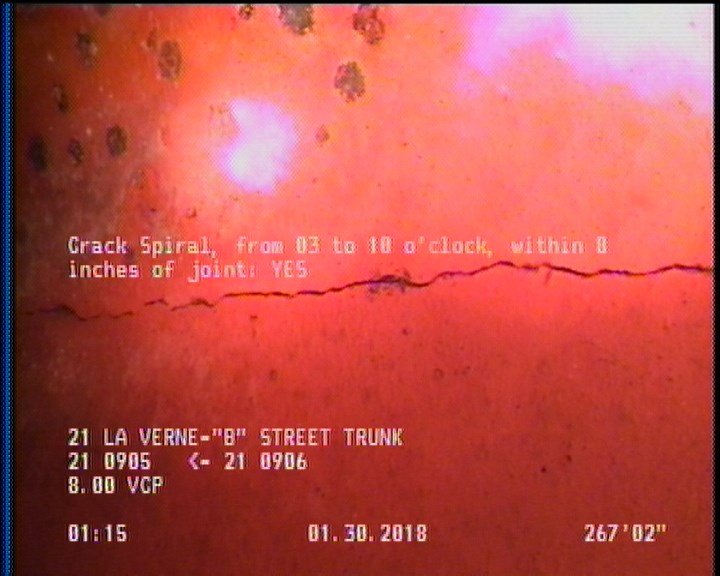 Crack Spiral, from 03 to 10 o'clock, within 8 inches of joint: YES