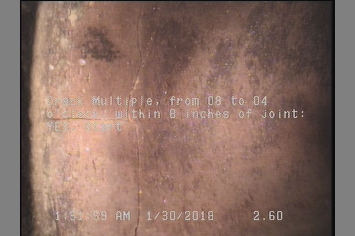 Crack Multiple, from 08 to 04 o'clock, within 8 inches of joint: YES, Start