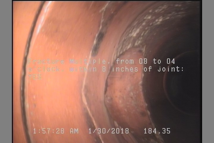 Fracture Multiple, from 08 to 04 o'clock, within 8 inches of joint: YES
