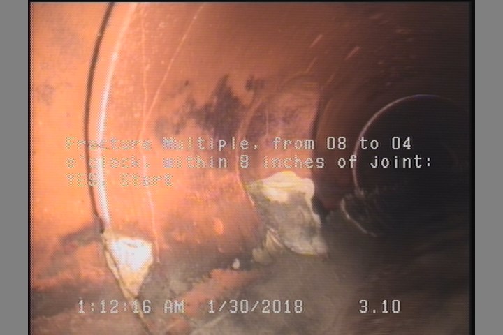 Fracture Multiple, from 08 to 04 o'clock, within 8 inches of joint: YES, Start