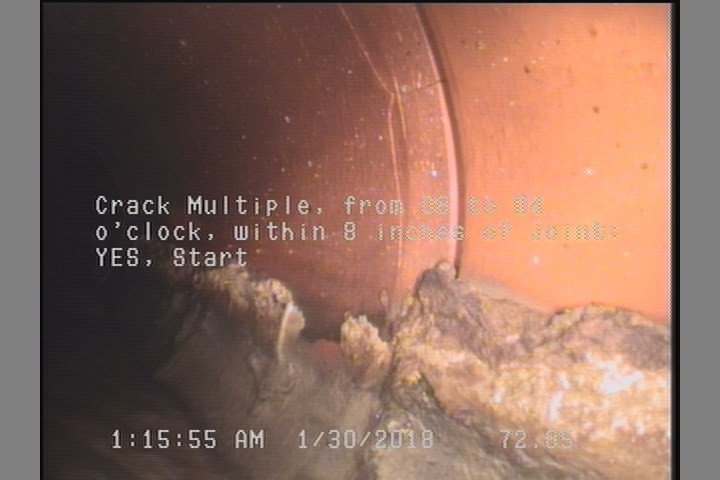 Crack Multiple, from 08 to 04 o'clock, within 8 inches of joint: YES, Start