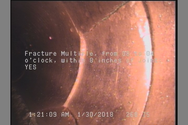Fracture Multiple, from 08 to 04 o'clock, within 8 inches of joint: YES