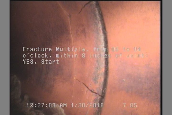 Fracture Multiple, from 08 to 04 o'clock, within 8 inches of joint: YES, Start