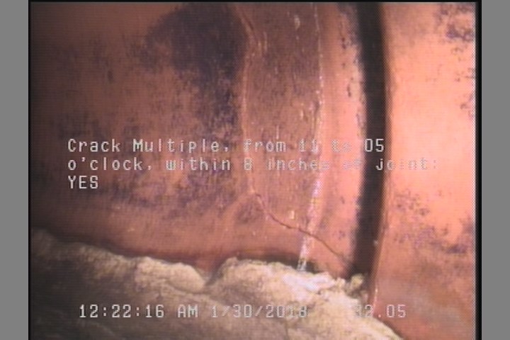 Crack Multiple, from 11 to 05 o'clock, within 8 inches of joint: YES