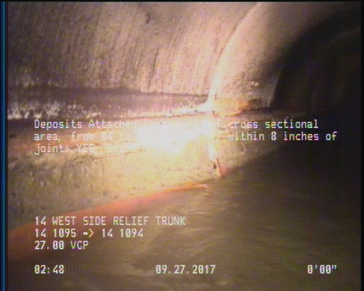 Deposits Attached Grease, 5 %of cross sectional area, from 04 to 08 o'clock, , within 8 inches of joint: YES, Start