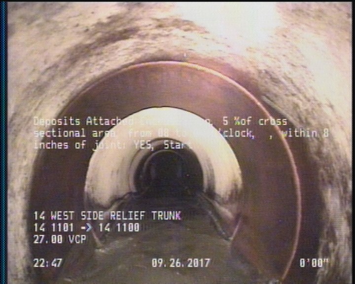 Deposits Attached Encrustation, 5 %of cross sectional area, from 08 to 04 o'clock, , within 8 inches of joint: YES, Start