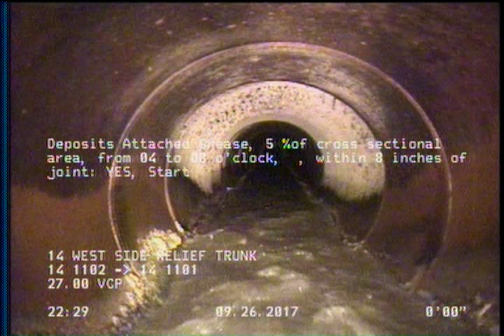 Deposits Attached Grease, 5 %of cross sectional area, from 04 to 08 o'clock, , within 8 inches of joint: YES, Start