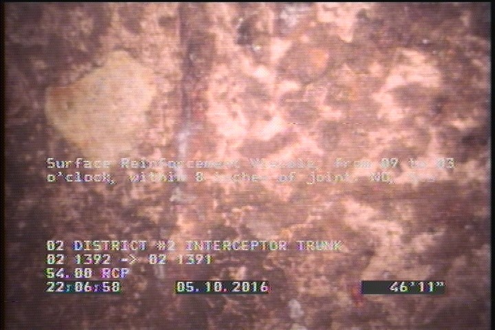Surface Reinforcement Visible, from 09 to 03 o'clock, within 8 inches of joint: NO, Start