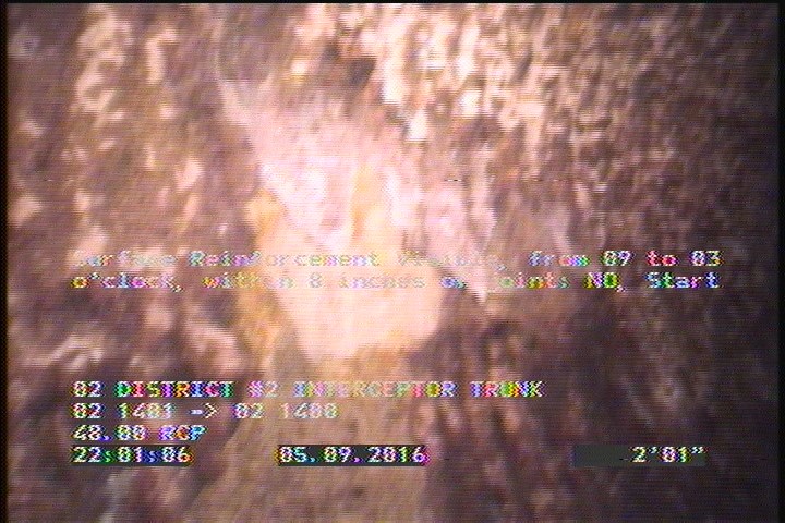 Surface Reinforcement Visible, from 09 to 03 o'clock, within 8 inches of joint: NO, Start