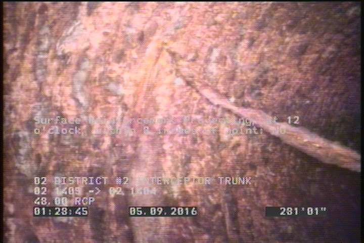 Surface Reinforcement Projecting, at 12 o'clock, within 8 inches of joint: NO