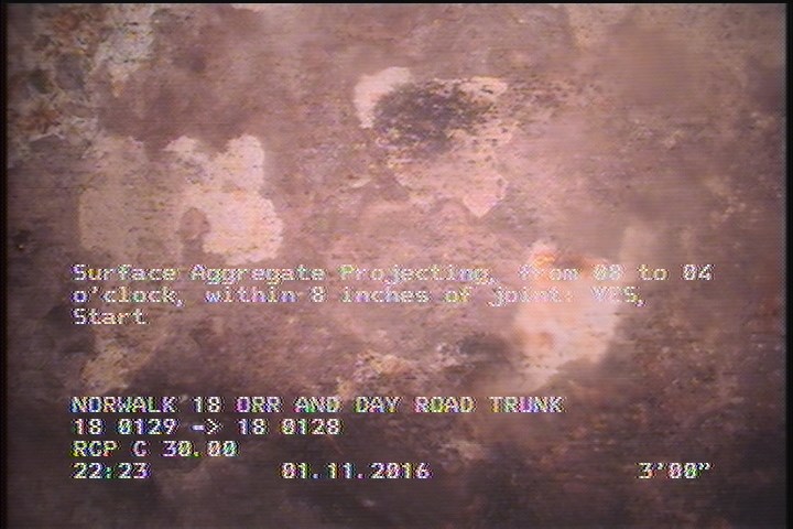 Surface Aggregate Projecting, from 08 to 04 o'clock, within 8 inches of joint: YES, Start