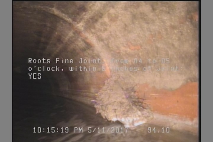 Roots Fine Joint, from 04 to 05 o'clock, within 8 inches of joint: YES