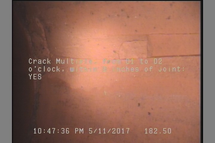 Crack Multiple, from 01 to 02 o'clock, within 8 inches of joint: YES