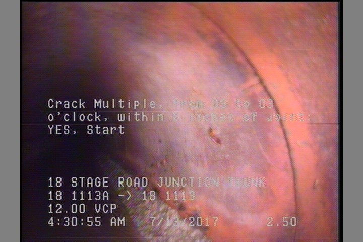 Crack Multiple, from 09 to 03 o'clock, within 8 inches of joint: YES, Start - VERY SCATTERED