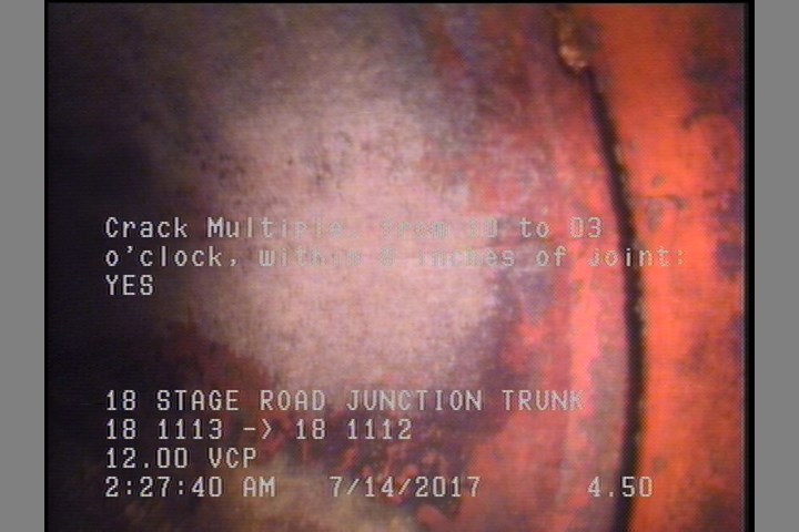 Crack Multiple, from 10 to 03 o'clock, within 8 inches of joint: YES