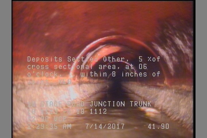 Deposits Settled Other, 5 %of cross sectional area, at 06 o'clock, , within 8 inches of joint: YES