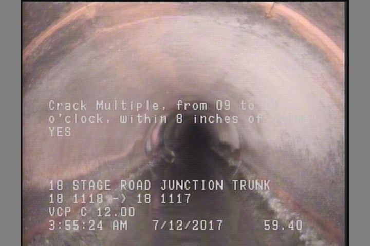 Crack Multiple, from 09 to 03 o'clock, within 8 inches of joint: YES