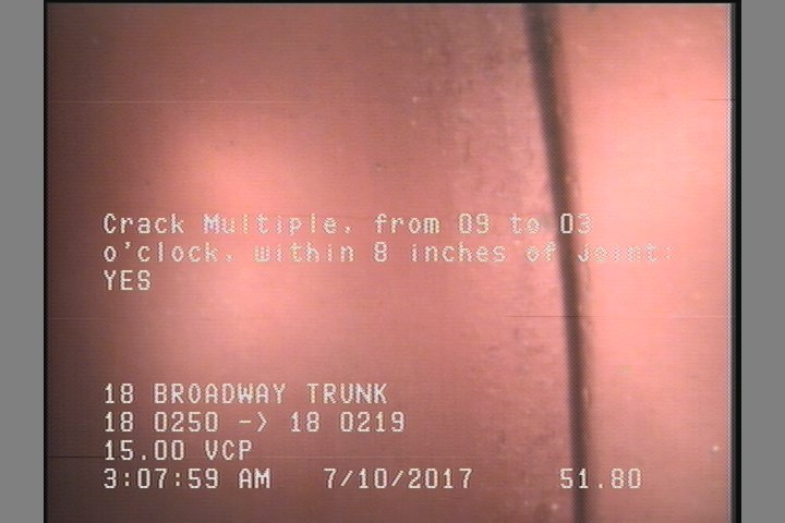Crack Multiple, from 09 to 03 o'clock, within 8 inches of joint: YES
