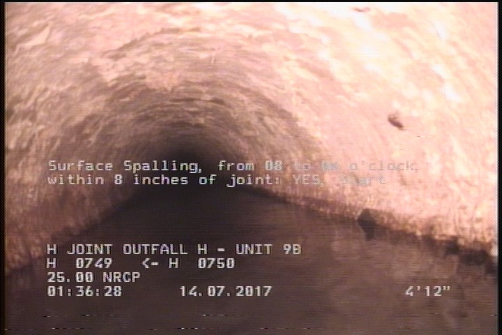 Surface Spalling, from 08 to 04 o'clock, within 8 inches of joint: YES, Start