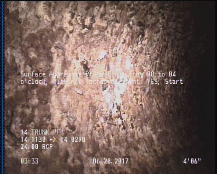 Surface Aggregate Projecting, from 08 to 04 o'clock, within 8 inches of joint: YES, Start