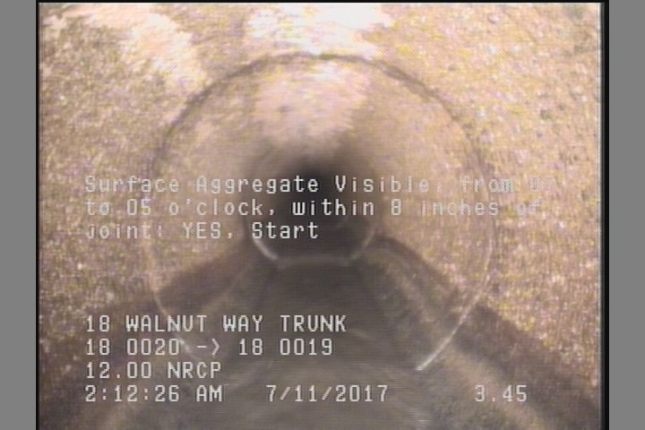 Surface Aggregate Visible, from 07 to 05 o'clock, within 8 inches of joint: YES, Start
