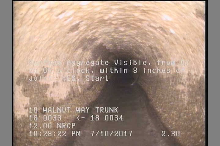 Surface Aggregate Visible, from 07 to 05 o'clock, within 8 inches of joint: YES, Start