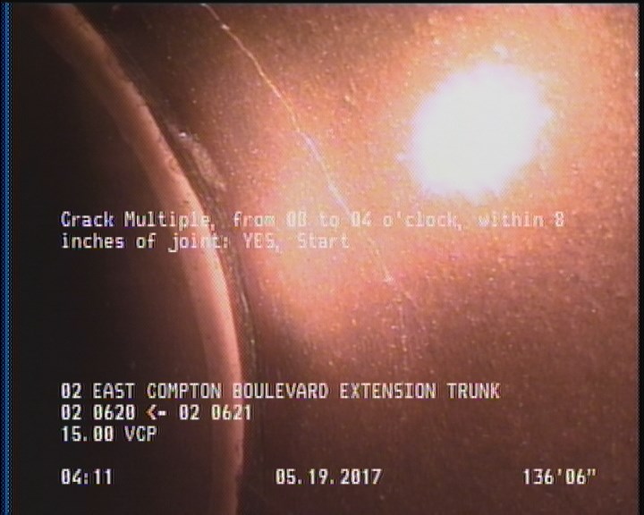 Crack Multiple, from 08 to 04 o'clock, within 8 inches of joint: YES, Start