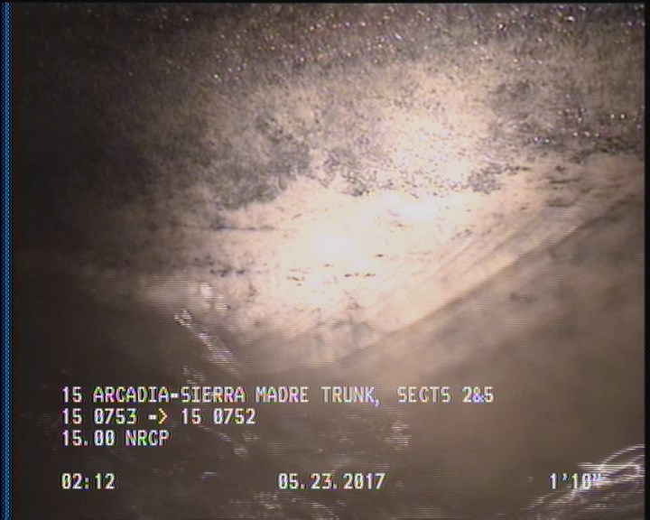 Deposits Attached Grease, 5 %of cross sectional area, from 03 to 09 o'clock, , within 8 inches of joint: YES, Start