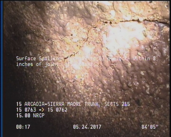 Surface Spalling, from 09 to 03 o'clock, within 8 inches of joint: YES, Start