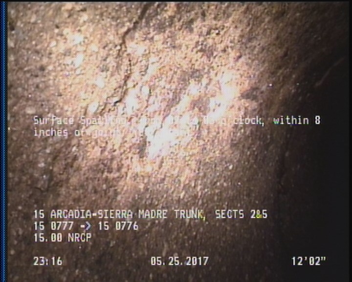 Surface Spalling, from 09 to 03 o'clock, within 8 inches of joint: YES, Start