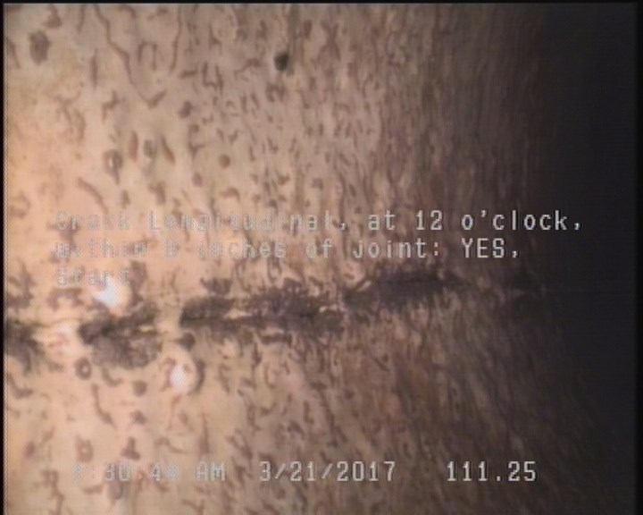 Crack Longitudinal, at 12 o'clock, within 8 inches of joint: YES, Start