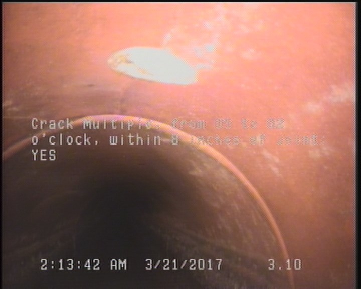 Crack Multiple, from 09 to 02 o'clock, within 8 inches of joint: YES