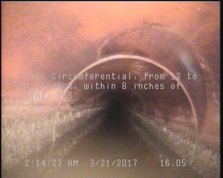 Crack Circumferential, from 12 to 04 o'clock, within 8 inches of joint: YES