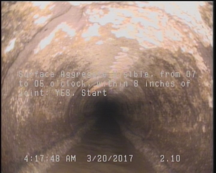 Surface Aggregate Visible, from 07 to 05 o'clock, within 8 inches of joint: YES, Start