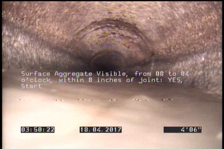 Surface Aggregate Visible, from 08 to 04 o'clock, within 8 inches of joint: YES, Start