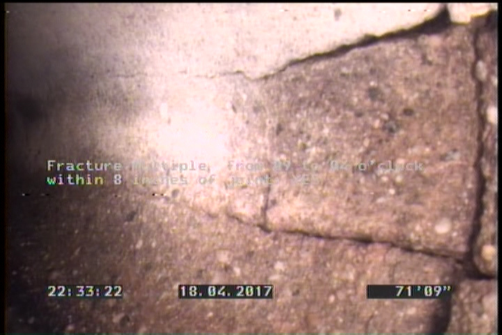 Fracture Multiple, from 09 to 04 o'clock, within 8 inches of joint: YES